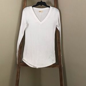White v- neck Hollister long sleeve